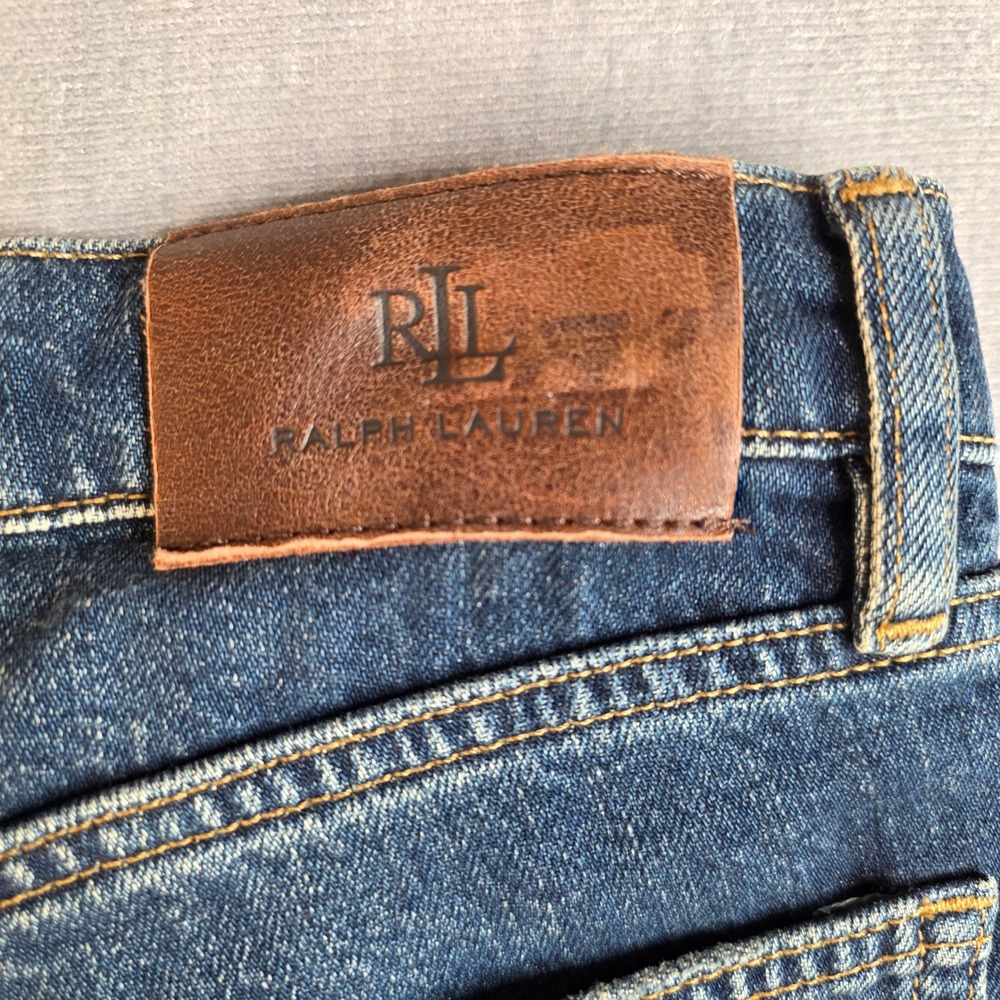 Lauren Ralph Lauren Jeans Womens 6 Blue Cotton Straight Leg Denim Boho Lace Chic - Picture 7 of 15